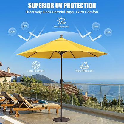 EliteShade USA 10-Year-Non-Fading 10Ft Market Patio Umbrella, UPF 50+ UV Protection Performance Sun Umbrella, Heavy Duty Commercial Grade Outdoor Table Umbrella with Crank, Windproof Vented Top for Garden, Pool, Deck and Outdoor Playsets, No Tilt, Sunf...