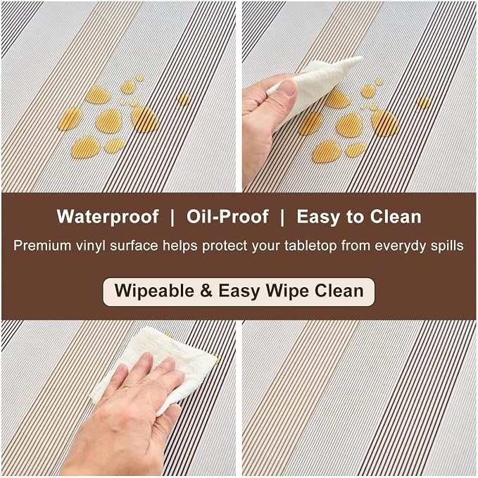 LIBERECOO Heavy Duty Vinyl Tablecloth with Flannel Backing Waterproof Oil-Proof Plastic Table Cloth Stain-Resistant Wipeable Rectangle or Square Table Cover for Indoor and Outdoor 60 x 102 Inch