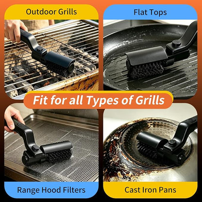 Electric Grill Brush for Outdoor Grill, 3-Speed Modes, Cordless Rechargeable BBQ Cleaner with 180° Adjustable Head, Reinforced Steel Bristles, Grill Cleaning Brush for Barbecue Grates