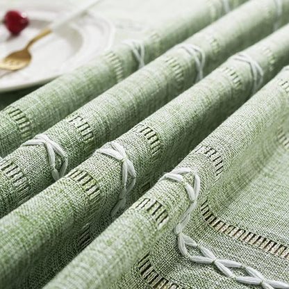 Chassic Rectangle Tablecloth 54 x 72 Inch, Farmhouse Boho Linen Table Cloths, Wrinkle Free & Washable Tablecloths for Small Dining Tables, Spring Kitchen Decor – Hemstitch Sage Green