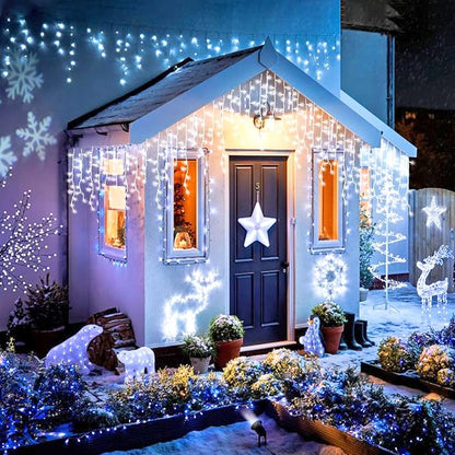 JMEXSUSS Christmas Icicle Lights for Outside, 800 LED White | Icicle Lights Plug in Outdoor Waterproof, Christmas String Lights for House Wedding Party Christmas Decorations