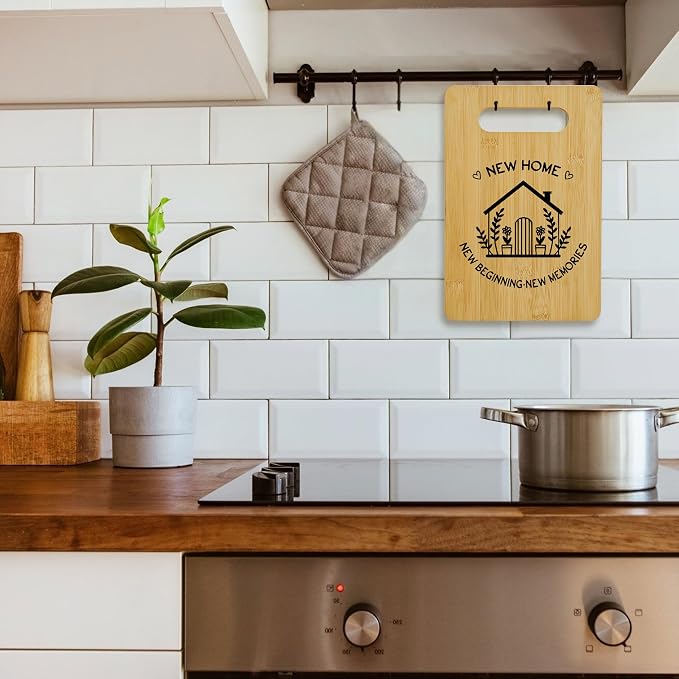 House Warming Gifts for Woman Men, New Home Bamboo Cutting Board for Kitchen, Charcuterie Board, New House Gifts for Couple Neighbor Family Friends -15