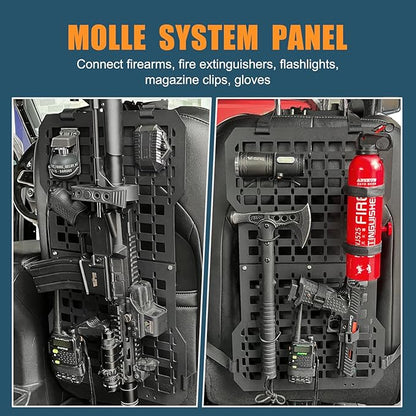 Rigid Molle Panels For Vehicles Truck Mount Rack Panel Tactical Seat Back Organizer Adjustable Versatile Panel (Molle Panels w/gun rack mount)