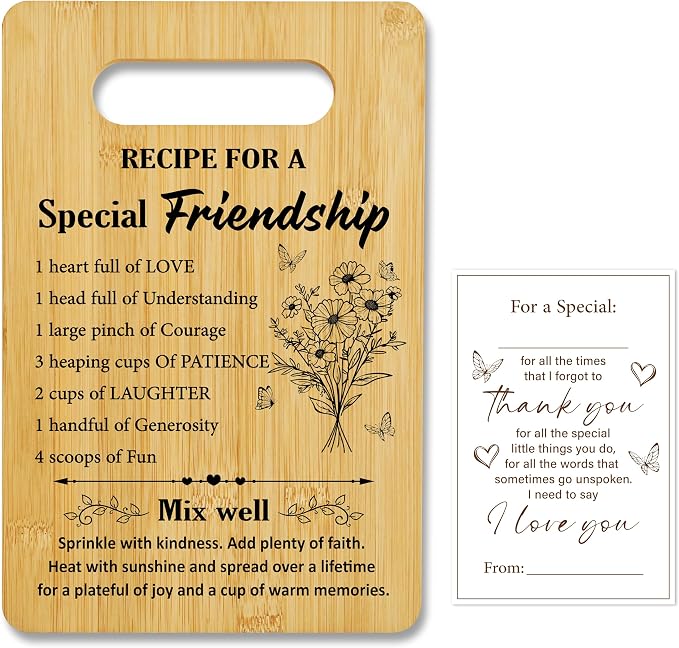 Friendship Gifts for Women, Ricepe Bamboo Cutting Board, Charcuterie Board for Kitchen Decor, Birthday Christmas Gift For Best Friends, Bestie, BFF -12