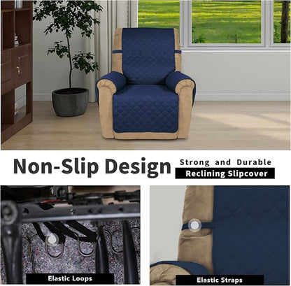 Easy-Going Reversible Couch Cover, Recliner 22 in, Navy/Navy | Machine Washable Slipcover For Dogs, Water Resistant Furniture Mat For Living Room, Non-Slip Sofa Cover, Pet Friendly