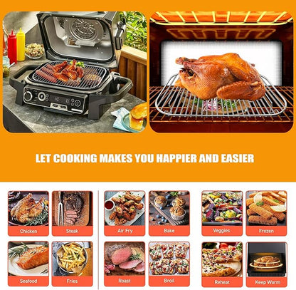 Stainless Steel Rack, 12.6×8.7 Inches Outdoor Indoor Grill Stand Flex Flame Combi Accessories for Ninja OG751 OG701 Woodfire and other Wood fire Electric Air Fryer, Dishwasher Safe