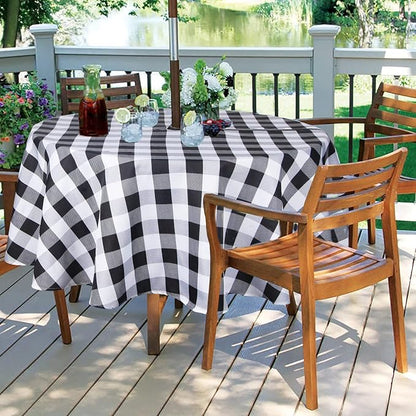 EHouseHome Outdoor and Indoor 60inch Round Tablecloth with Umbrella Hole and Zipper, Waterproof Zippered Patio Cloths, Spring/Summer Table Covers for Backyard Circular Table/BBQs/Picnic