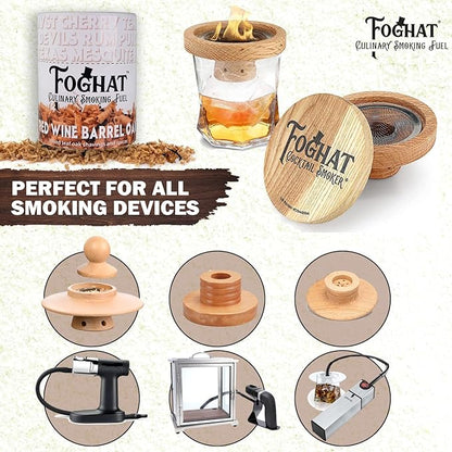 Cocktail Smoker Wood Chips - 14oz Red Wine Barrel Oak Shavings for Smoker, Whiskey & Drink Infuser Kit - All Natural, Culinary Wood Smoking Chips