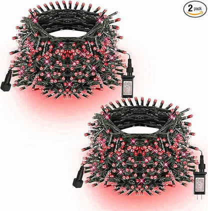 TW SHINE Red Christmas Lights, 400 LED 132FT Outdoor Christmas Lights Plug in with 8 Modes, Waterproof Light Outdoor Green Wire, Indoor Xmas Decorations for Party Yard House Decor