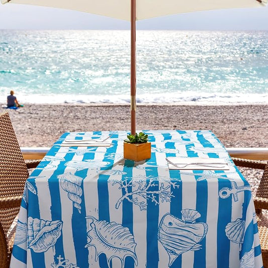 Outdoor Tablecloth with Umbrella Hole Umbrella Tablecloth Patio Tablecloths with Zipper for Courtyards, Terraces, and Beaches 60 x 84 in