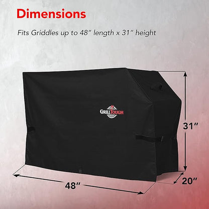 GrillTough Heavy Duty Griddle Cover for Outdoor Griddle, Fits 28 Inch Griddle – Waterproof, Weather Resistant, UV & Fade Resistant with Adjustable Straps – Flat Grill Cover, Black