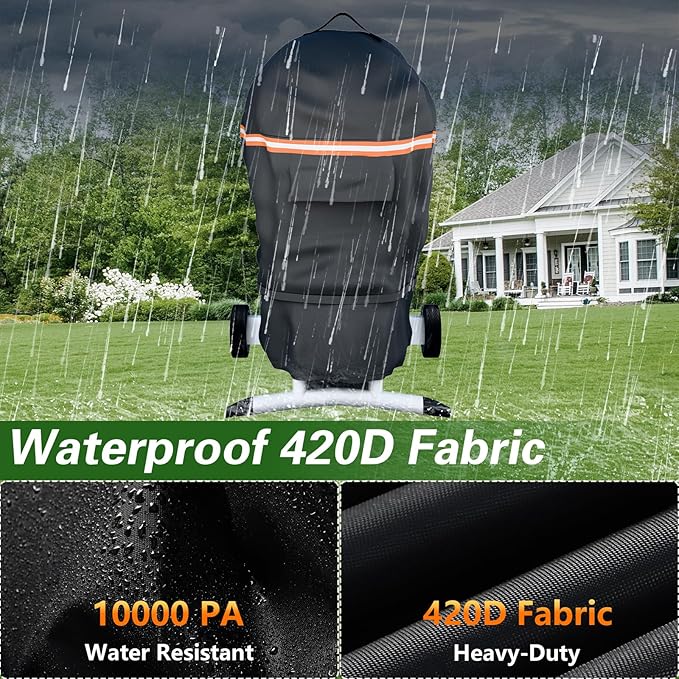 EVRBUL Electric Grill Cover Compatible with Char-Broil Patio Bistro, Waterproof Heavy Duty 420D Electric Grill Cover, Small BBQ Cover with Air Vent Windproof Straps 26" L x 24" W x 38" H