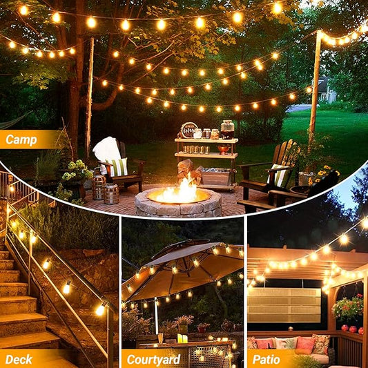 LAMPHOME Outdoor String Lights Waterproof, 26FT Connectable Patio Lights with 12+1 Shatterproof ST38 LED Edison Bulbs, Hanging Lights for Backyard Garden Porch Deck Christmas Party Cafe Decor