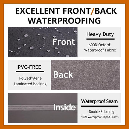 Heavy Duty Outdoor Sectional Sofa Cover, 115"X115" Waterproof 600D Oxford Patio Sectional Couch Covers, Lawn Patio Furniture Winter Cover, Storm Grey