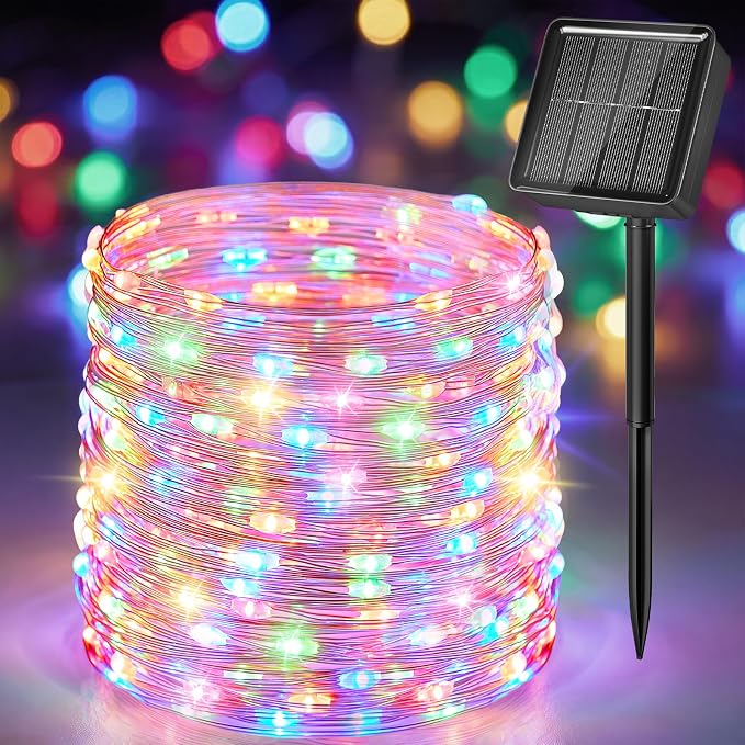 Solar String Lights for Outside, 33Ft 100 LED Solar Fairy Lights Multicolor | IP65 Waterproof Solar Twinkle Lights Outdoor & Indoor, Patio Lights for Tree Garden Christmas Party Wedding Decoration