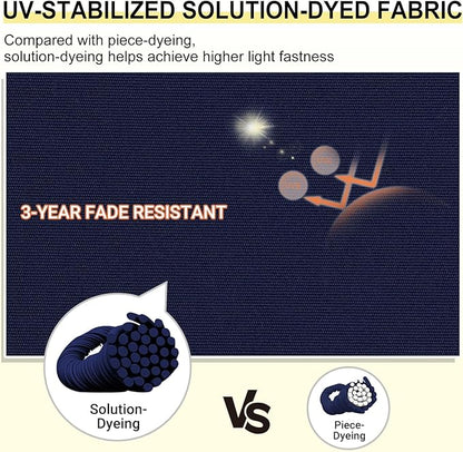 downluxe Outdoor Chair Cushions Set of 6 for Patio Furniture, Water-Resistant Patio Chair Cushions with Ties, High Density Foam Outdoor Seat Cushion, 17" X 16" X 2", Navy