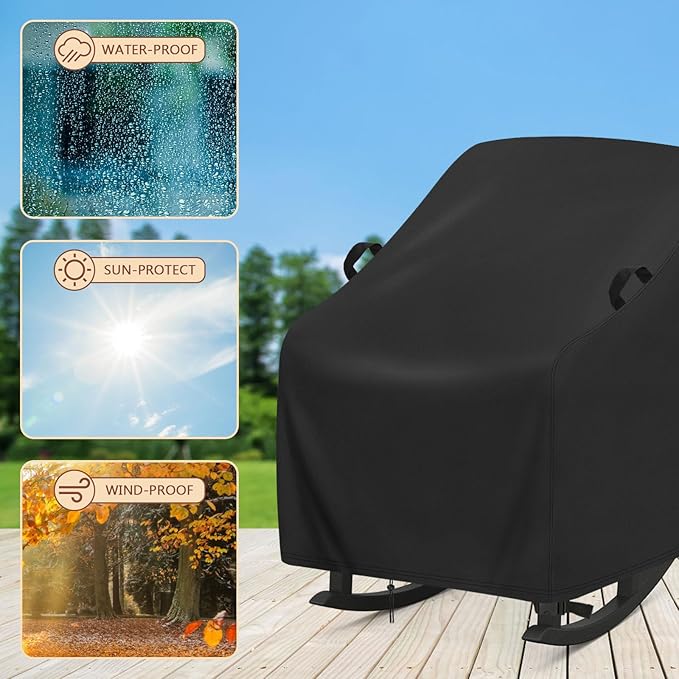 Cover for Adirondack Rocking Chair,Covers compatible with HDPE Adirondack Rocker,Patio Rocking Chair for Porch, Patio, Balcony(2-Pcs,29.5"W x 35.6"L x 37.7"H)