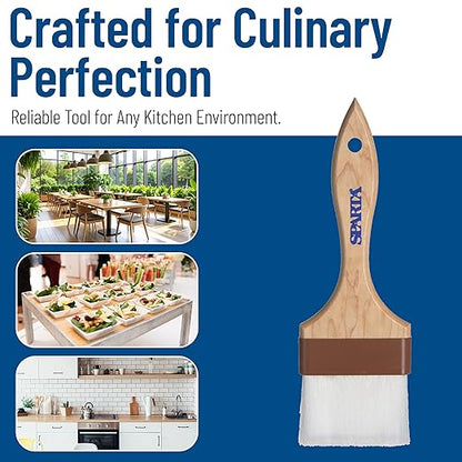 SPARTA Flat Nylon Pastry Brush – 4039900 Pastry Brush for Baking with Hardwood Handle and Nylon Bristles for Kitchens, Restaurants or Catering, 4in