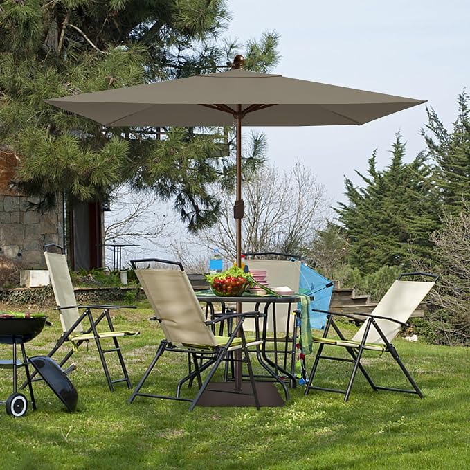 EliteShade USA 10-Year-Non-Fading 6.5x10Ft Rectangular Market Patio Umbrella, UPF 50+ UV Protection Performance Sun Umbrella, Heavy Duty Commercial Grade Outdoor Table Umbrella with Crank, Windproof Vented Top for Garden, Pool, Deck and Outdoor Playset...