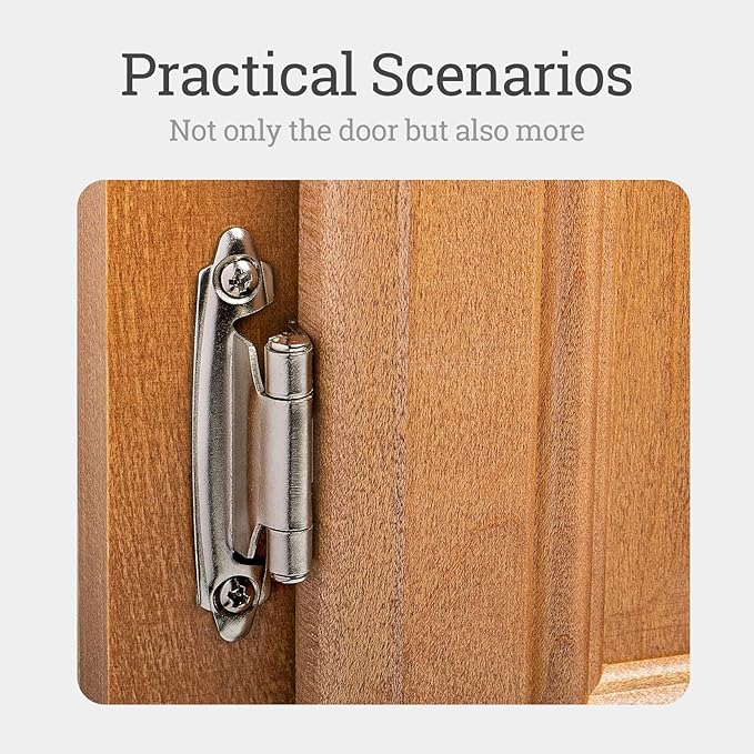 Steel Cabinet Cabinet Hinges (4 Pcs) Come with Screwdriver for recessed Kitchen Cabinet Doors semi-Concealed 1/2 Inch Overlay Cabinet Hinges Door Hinge