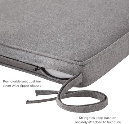 Indoor/Outdoor Chair Pads in Sunbrella Fabric – 17''x17'' Patio Seat Cushions with Foam Insert, Removable Reversible Cover & Ties for Patio Dining Chairs – Set of 2 or 4, Cast Slate