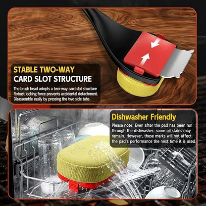 Bristle Free Grill Brush with Scraper, 4 Cleaning Head BBQ Grill Cleaning Brush, Dishwasher-Safe Grill Cleaner Tool for Gas,Charcoal,Ceramic