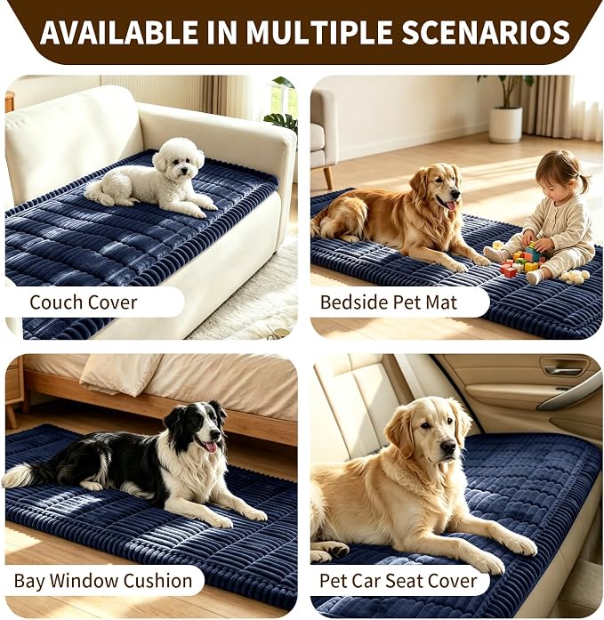 Leakproof Couch Cover for Dogs, Non Slip Washable Sofa Protector | Stain-Resistant Window Seat Cushions Chair Mat Car Seat Cover for Kids Pets (NavyBlue 27.6" x 70.9")