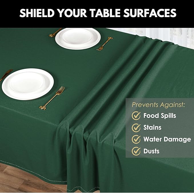 Rectangular Tablecloth 52 Inch x 70 Inch 100% Cotton Washable Table Cover Decorative Rustic for Gifts, Dining, Buffet Party & Camping - Olive Green