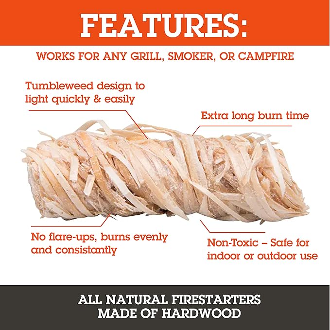 Camerons All Natural Fire Starters (50 Pack) - Lightning Fast Hardwood Firelighters for Campfire, BBQ Charcoal Grill, Fire Pit & Indoor Fireplace - No Flare Up, Non-Toxic, Wood & Pellet Stove Starter