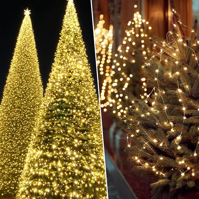 Solar String Lights Outdoor Waterproof 33ft 100LED 8 Modes Twinkle Lights Solar Fairy Lights for Patio, Garden Yard Party Wedding Tree Christmas Halloween Decoration, Warm White