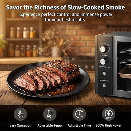 CLIVIA Indoor Pellet Smoker, Electric Indoor Smoker, Countertop 2 Layers BBQ Grill 10L Smoker Oven for Meat, Sausage, Jerky, Beef, Adjustable 86-230°F
