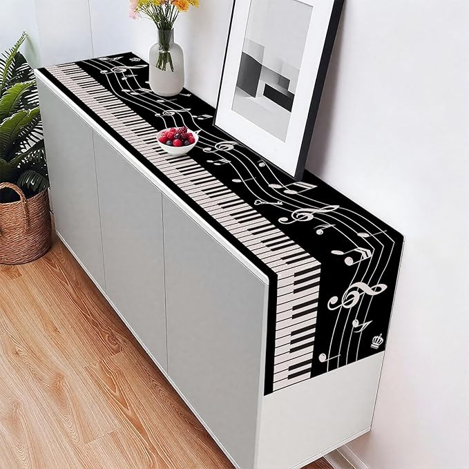 Piano Table Runner,Dining Decor for Kitchen Coffee Table Family Dinners Holiday Parties Wedding Events Decor(13x72 inch)