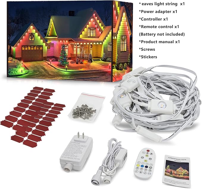 YOSION 60ft Smart Permanent Outdoor Lights, 30 RGB LED Light Bulbs with APP/Remote Control, IP67 Waterproof Eave Lights for House Roof Garden Christmas Decor