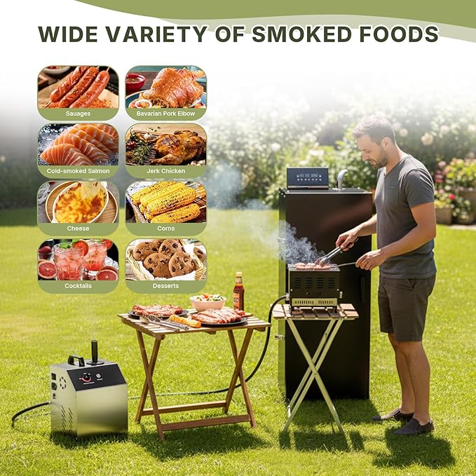 HAKKA Outdoor Smoke Generator, Commercial Electric Cold Smoke Generator for Pellet Smoker 110V 89W Fit Any Grill for Camping Backyard BBQ