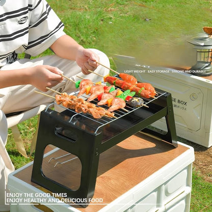Portable Charcoal Grills Folding Barbecue Grill Lightweight Mini BBQ Grill for Outdoor Camping Barbecues Grilling Cooking Camping Hiking Picnics Travel Garden Beach Party