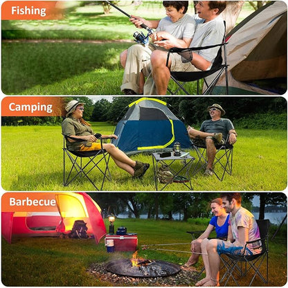 Portable Charcoal Grill & 2 Pack Camping Chairs for Adults, Leonyo Tabletop Charcoal Grill for Outdoor, Heavy Duty Folding Chairs for Outside Fishing, Beach, Patio, Hiking