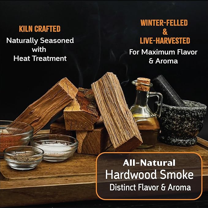 Smoke'n Splits by Tiny Timbers USDA Grade Kiln Dried Hardwood Cooking Chunks for Smokers & BBQ Grills | 5" Short Splits | USA Sourced | 6 lb. | 400+ cu. in. | Wild Black Cherry