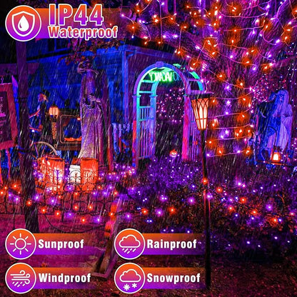 66FT 200 LED Outdoor String Lights, Orange and Purple String Lights for Outside Waterproof with 8 Modes, Plug in Connectable Twinkle Fairy Lights for Indoor Home Patio Garden Decorations
