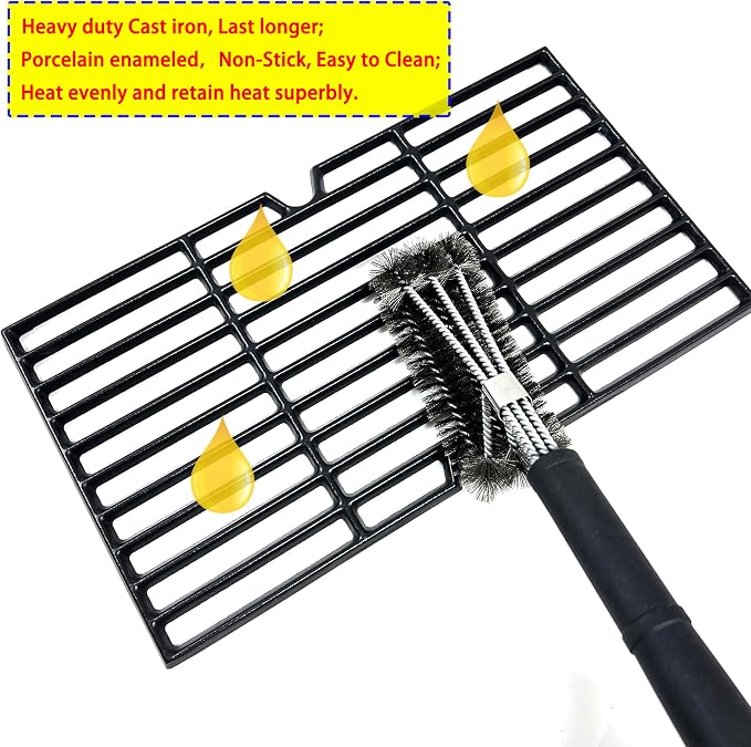 DC147 Cast Iron Cooking Grates for Kenmore PG-40611SOL 146.23678310 146.16132110 146.16153110 for Charbroil 463230512 463230112, Grill Replacement Parts for Dyna glo DGF493BNP DGF493PNP