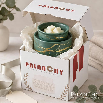 PALANCHY Electric Wax Melt Warmer for Scented Wax, Ceramic Wax Melter Green | Fill Home & Office With Fragrance No Flame Candle Wax Warmer. Removable Dish Sized For Scented Wax, Essential Oil Or Candle