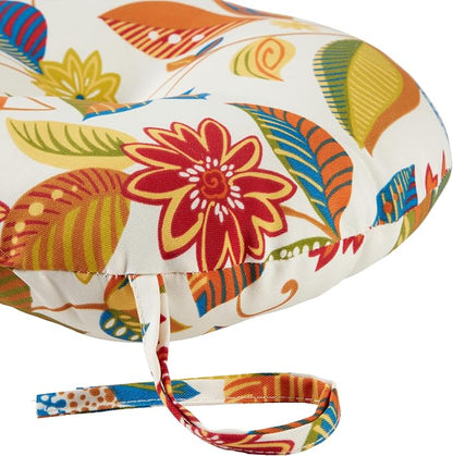 Greendale Home Fashions 15-inch Outdoor Round Bistro Seat Cushion, 2 Count (Pack of 1), Foliage