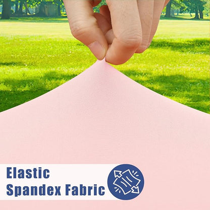 Moosfor 2 Pack Square Spandex Fitted Table Cloth, Elastic Tablecloth | Washable Picnic Table Cover, Stretch Waterproof Table cloths for Party, Patio, Dining, Kitchen, 34" x 34", Pink