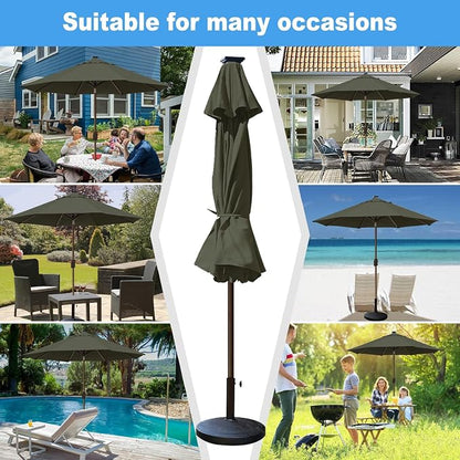 Eurmax USA 10-Year-Non-Fading 10FT Outdoor Patio Market Umbrella with LED Lights,UPF50+ UV Resistant,Heavy Duty Commercial Grade,Crank Lift&Tilt,Windproof Vented Top for Garden,Pool,Deck,Charcoal