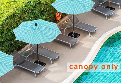 MASTERCANOPY Patio Umbrella 9ft Replacement Top for 8 Ribs-Turquoise Stripe Canopy Only