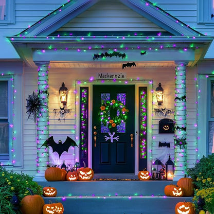 JMEXSUSS 400 LED Purple and Green Halloween Lights | 132ft Remote Control Halloween String Lights Plug in, Christmas Lights Indoor Outdoor for Yard Tree Porch Halloween Decor