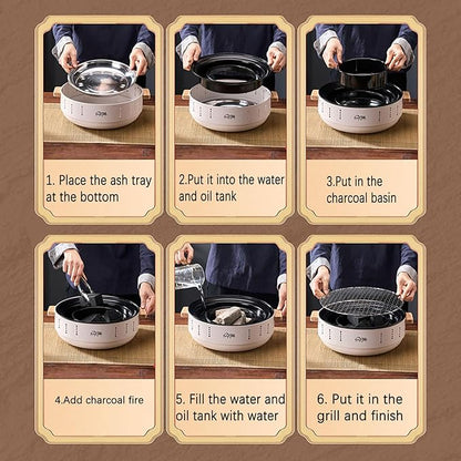 Portable Charcoal Grill, 12 Inch Mini BBQ Grill Multipurpose Outdoor Charcoal Grill Stove Tabletop Barbecue Grill for Camping RV Picnic Backyard (Grill)