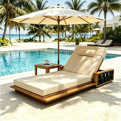 Chaise Lounge Cushion for Outdoor Furniture, Waterproof, Fade-Resistant and Tear Resistant, Patio Lounger Pads with Removable Cover for Pool, Deck, Lawn, 80x26x4 inch, Khaki