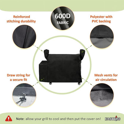 Grill Cover for Recteq DualFire 1200 & Rec Tec 1200 Wood Pellet Grill - Heavy Duty Waterproof Fade Resistant Pellet Grill Cover with Locking Drawstring for Rectec Dual Fire 1200 Grill Accessories