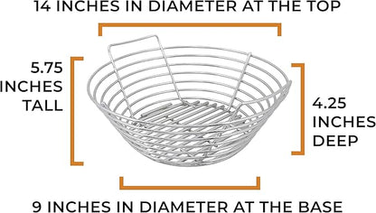 Kick Ash Basket Stainless Steel Charcoal Ash Basket, Fits Big Green Egg Grill, Large - Designed in Wisconsin
