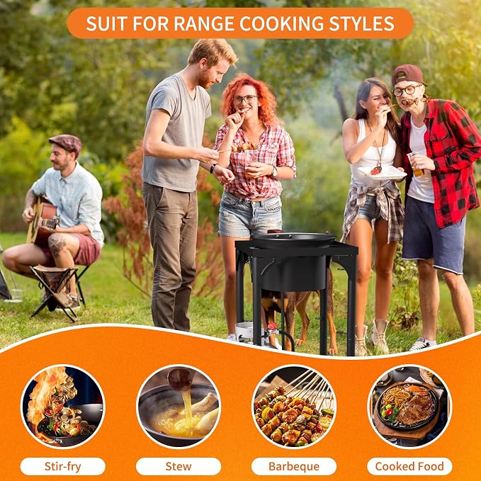 Propane Burner, 75,000 BTU High Pressure Single Gas Stove with 0-20 PSI Adjustable Regulator, Camping Stove with 8 Detachable Legs for Camping, Backyard, Tailgating, Outdoor Cooking